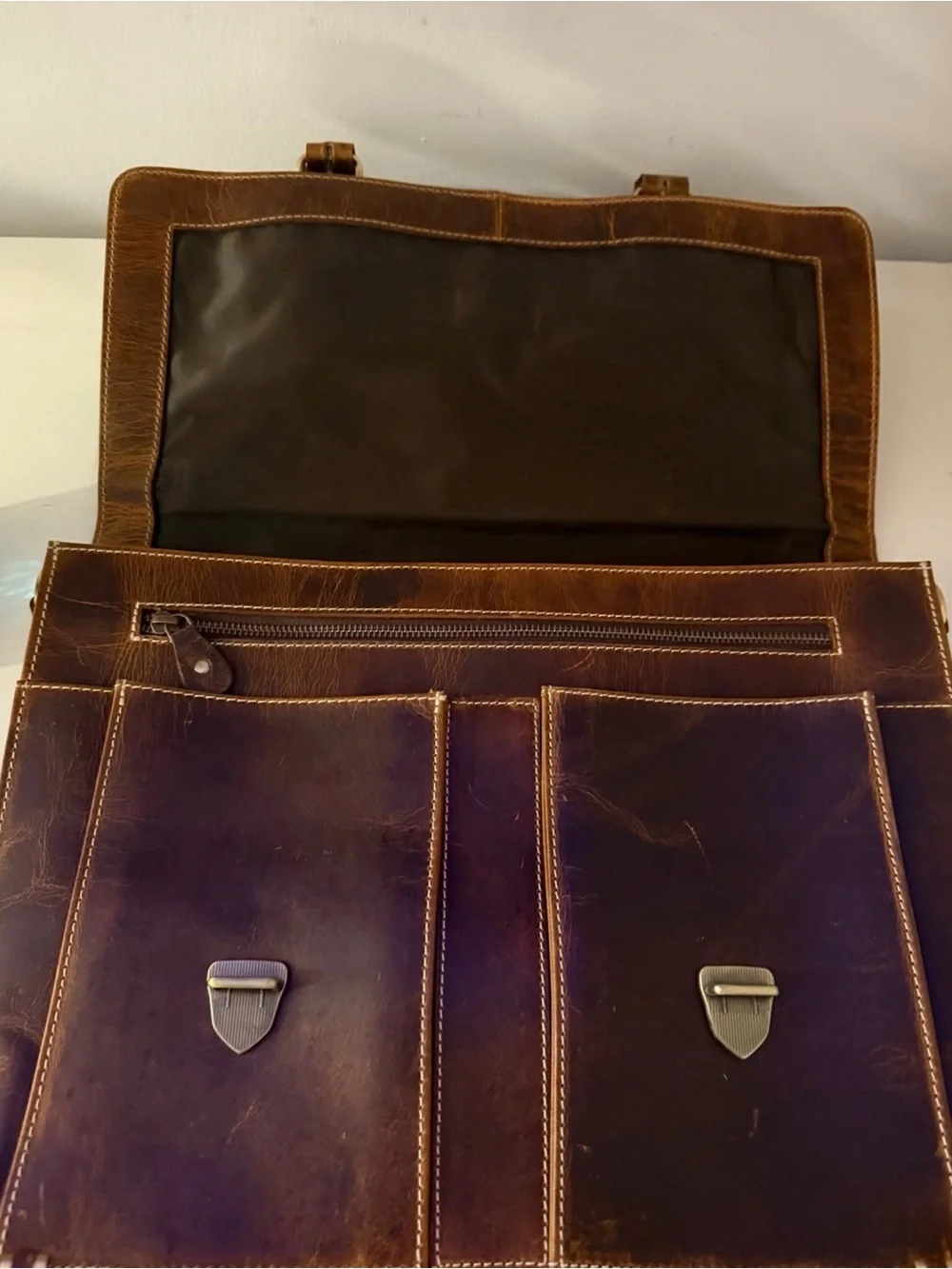 Brown Leather Briefcase - Classic Men's Bag